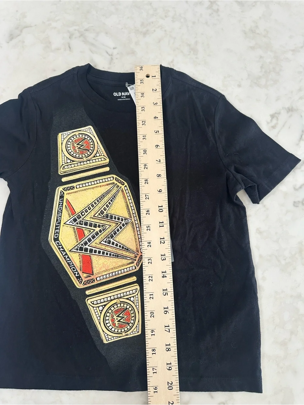 Old Navy Kids Black WWE Championship  Belt Graphic T-Shirt. Size Medium